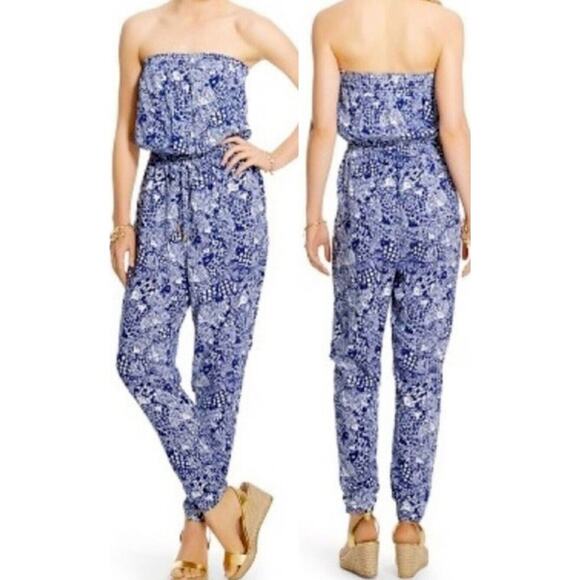 Lilly Pulitzer x Target Strapless Upstream Jumpsuit Blue/Fish #T166, Size L, EUC - Picture 1 of 10